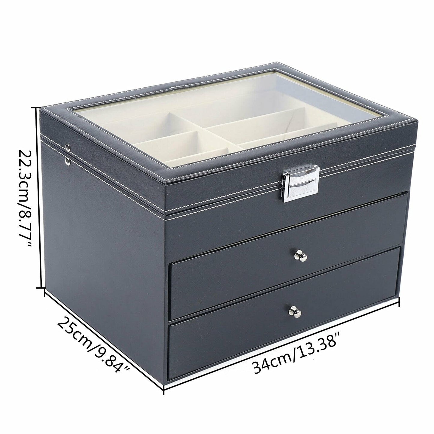 VistaBox Opbergdoos – Elegante 3-Laagse Ontwerp met Transparante Vakken