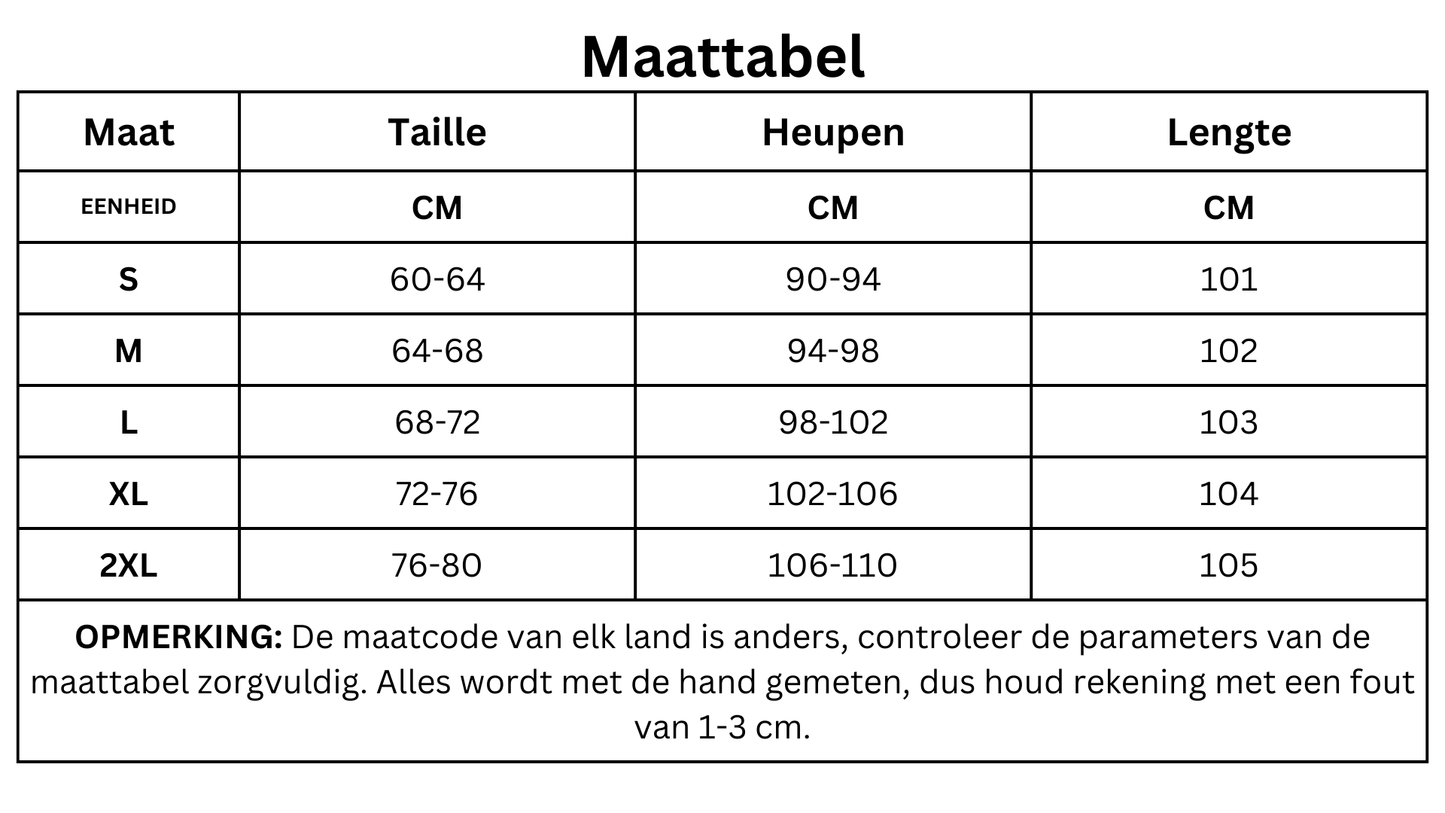 maattabel Mira jeans