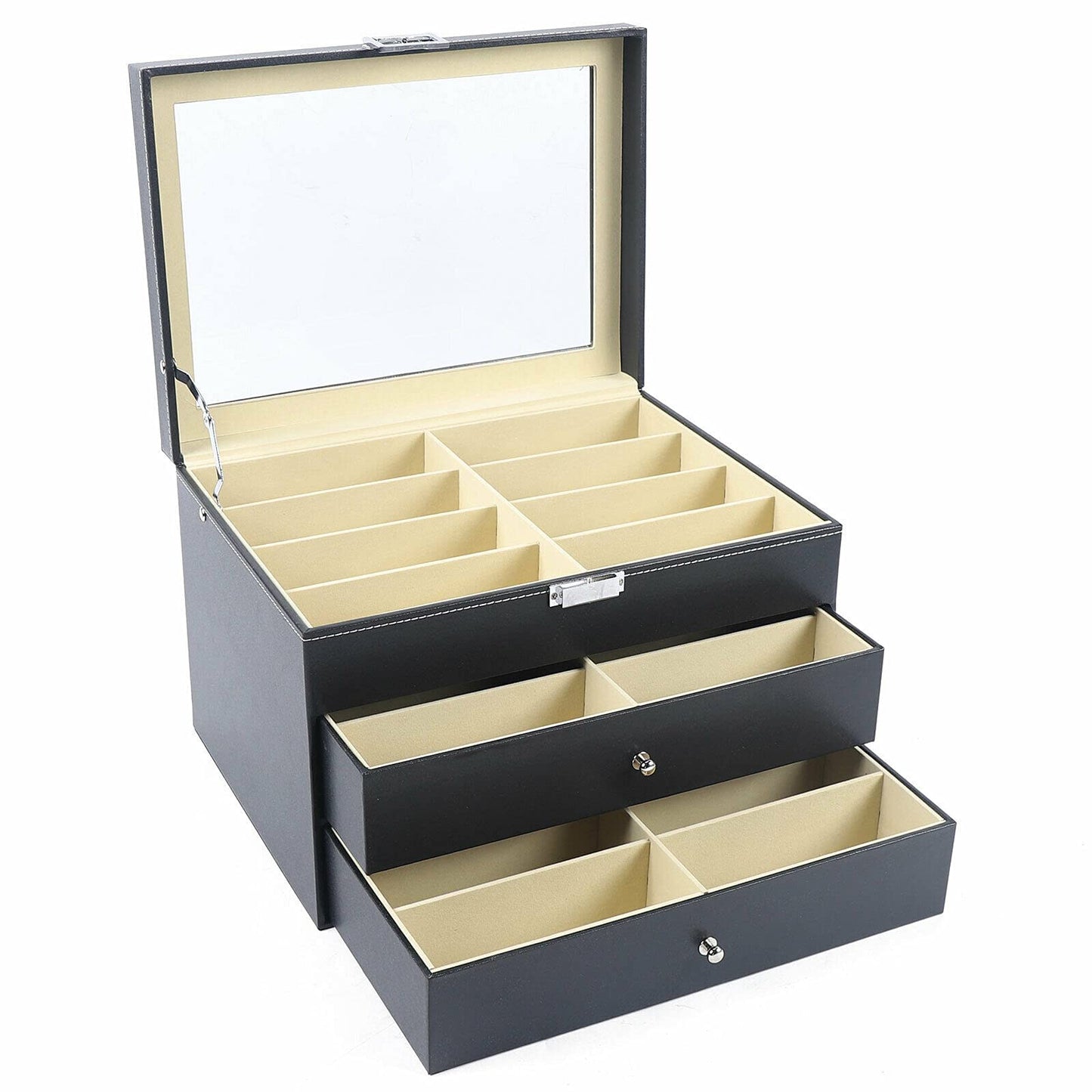 VistaBox Opbergdoos – Elegante 3-Laagse Ontwerp met Transparante Vakken