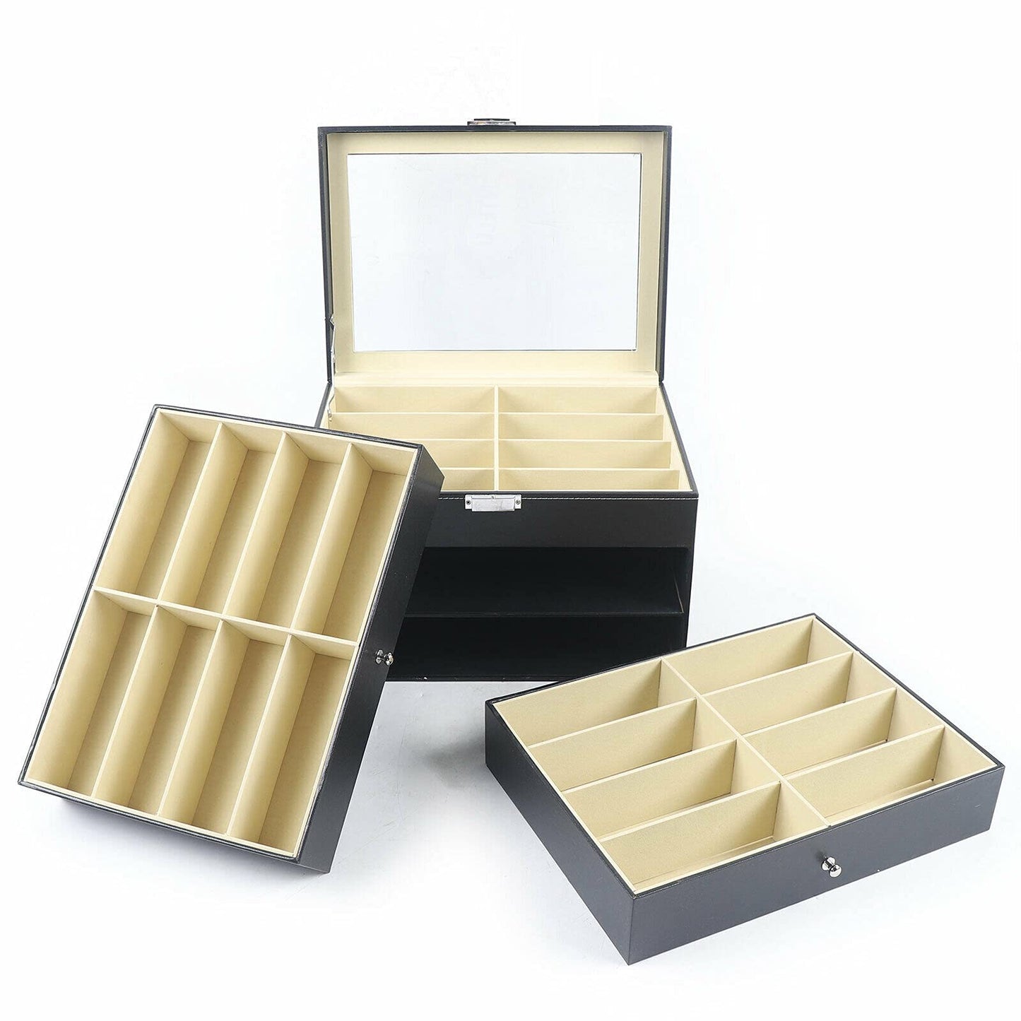 VistaBox Opbergdoos – Elegante 3-Laagse Ontwerp met Transparante Vakken