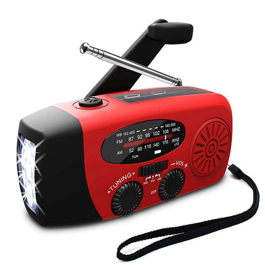 PowerPulse Zelfaangedreven Noodradio – Handopwinder, Solar, Zaklamp & Powerbank – FM/AM Radio