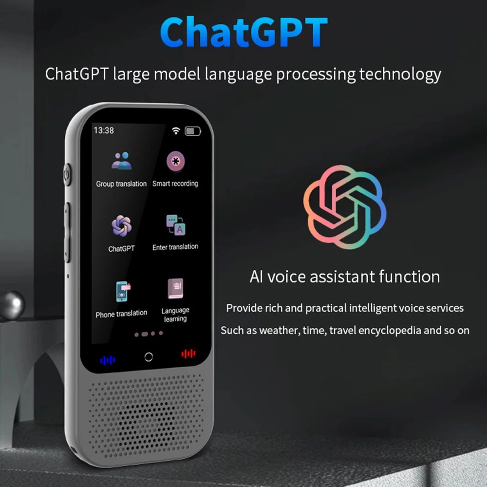 WordWing S80  Draagbare Taalvertaler – 138 Talen Stemvertaling, 16 Offline Vertalingen en ChatGPT Functie