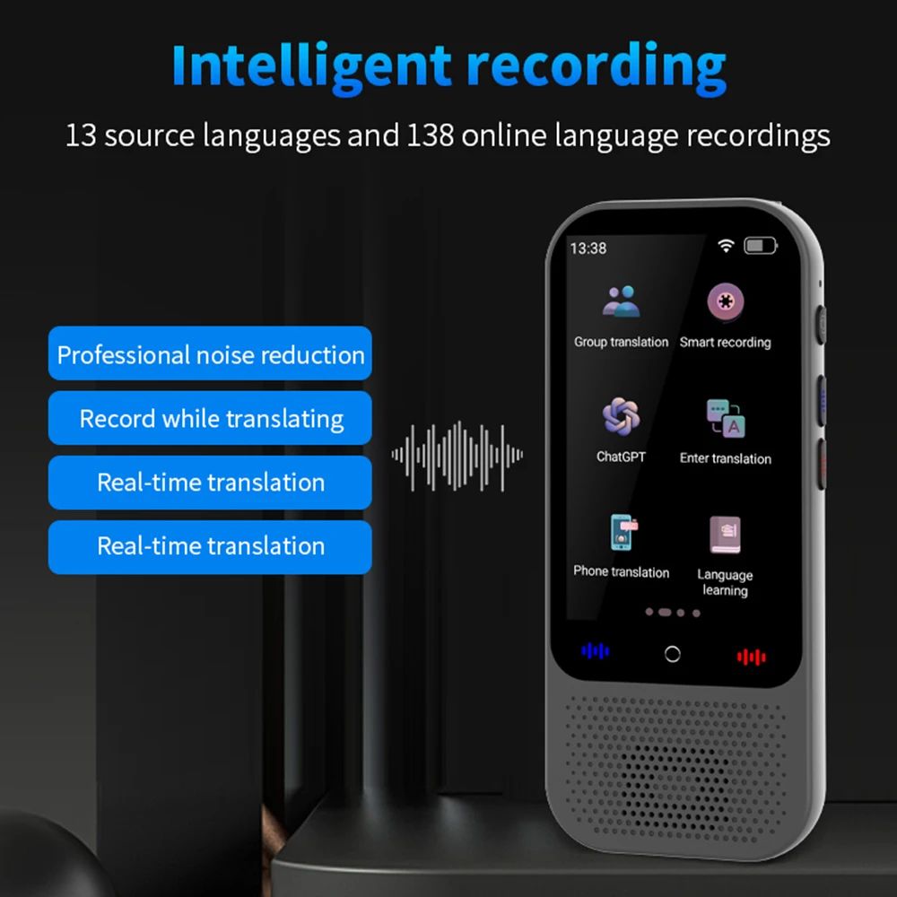 WordWing S80  Draagbare Taalvertaler – 138 Talen Stemvertaling, 16 Offline Vertalingen en ChatGPT Functie