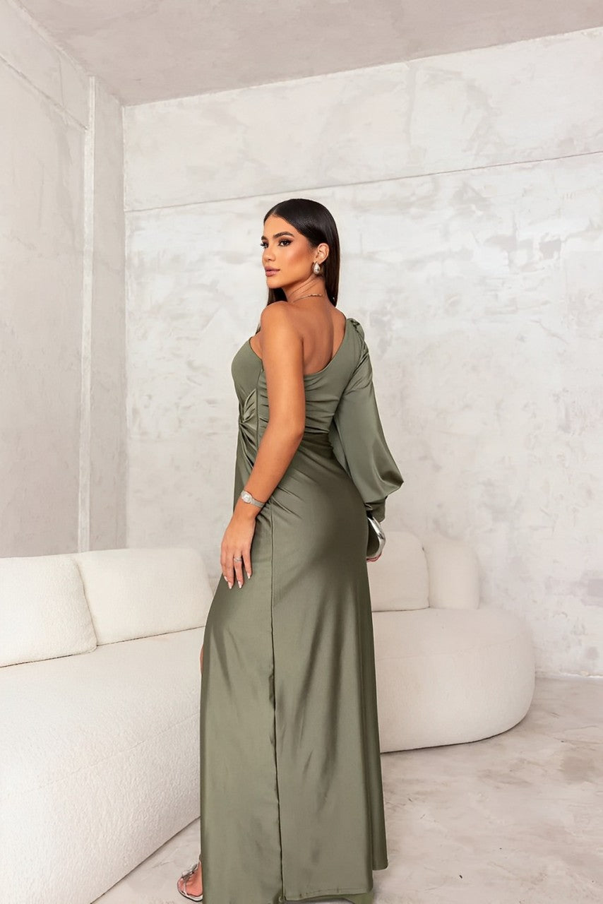 jurk elegant gala olijfgroen