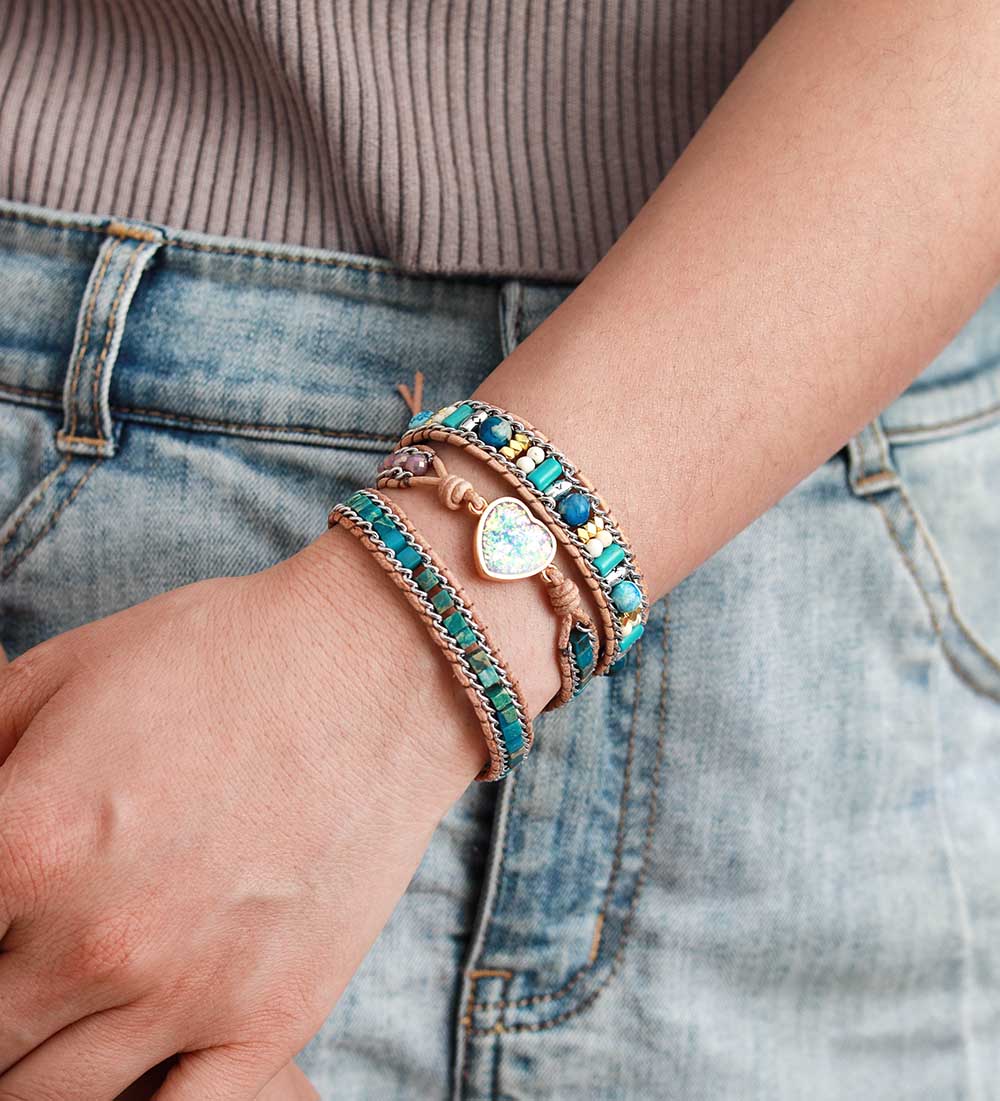 Opaline Bliss – Wikkelarmband met Hart van Opaal