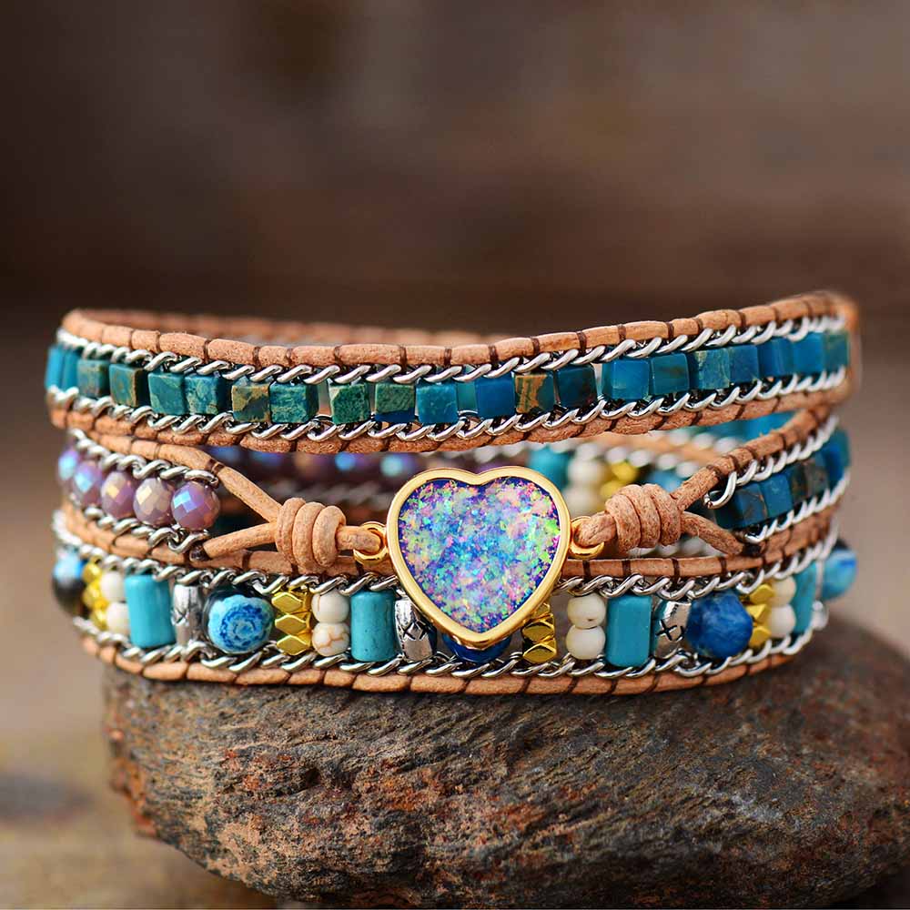 Opaline Bliss – Wikkelarmband met Hart van Opaal
