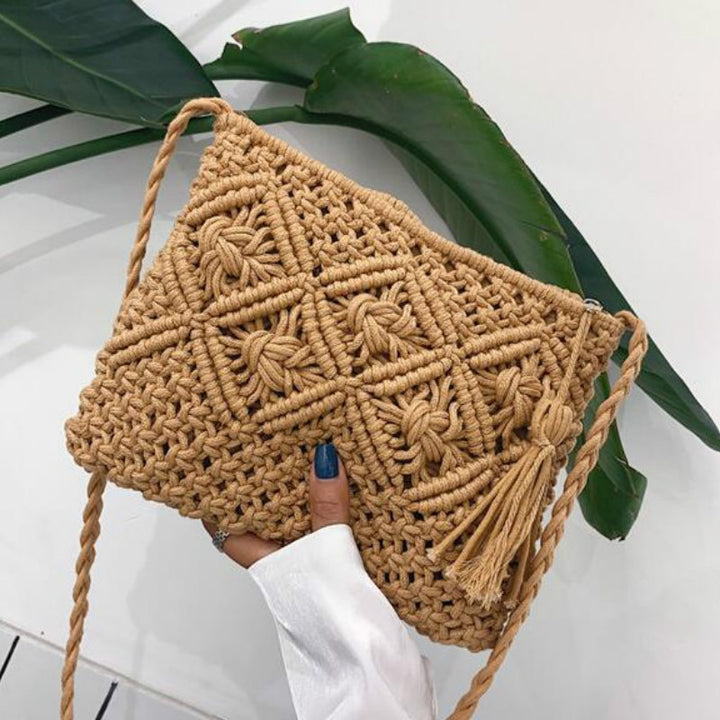Handtas geweven beige
