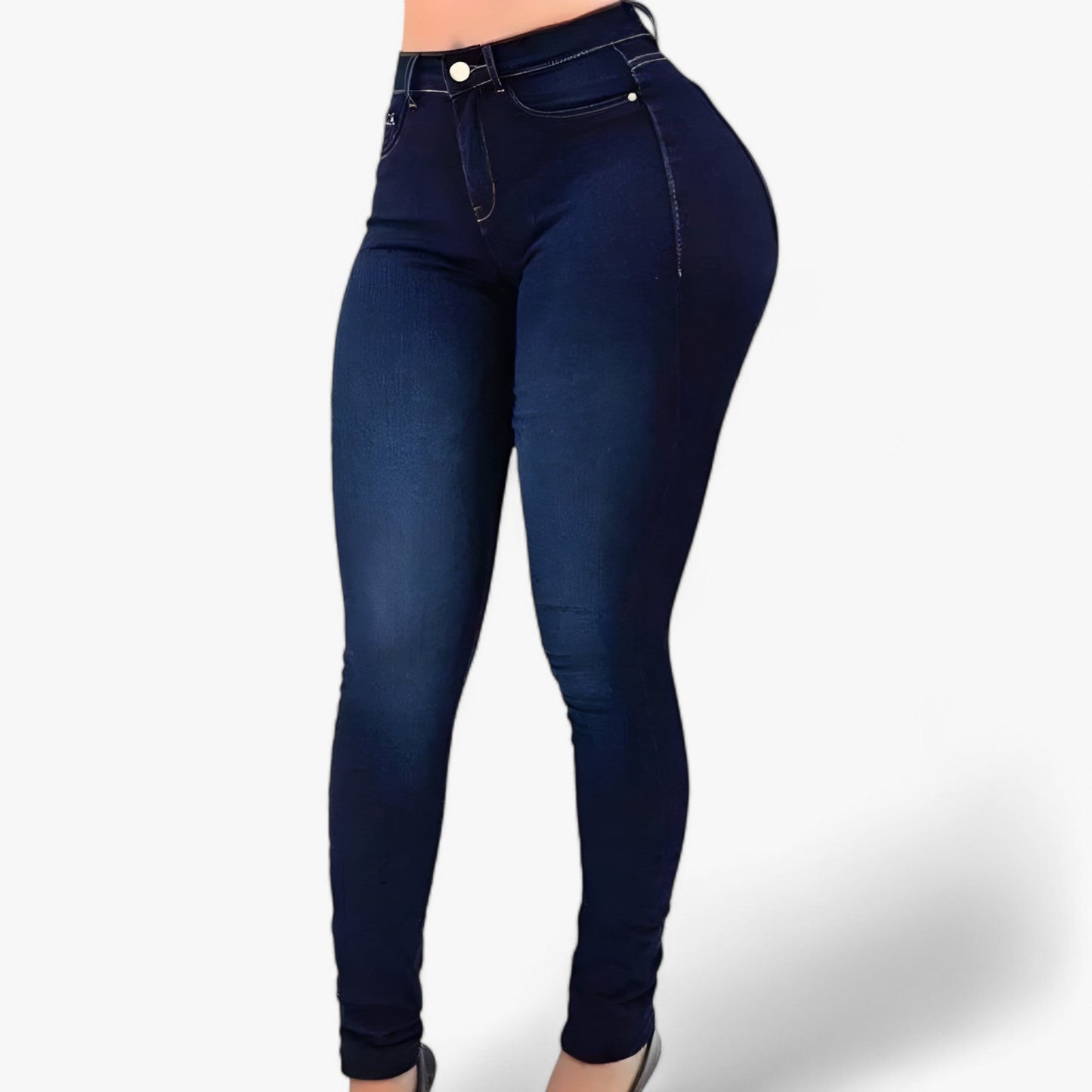 hoge taille jeans donkerblauw