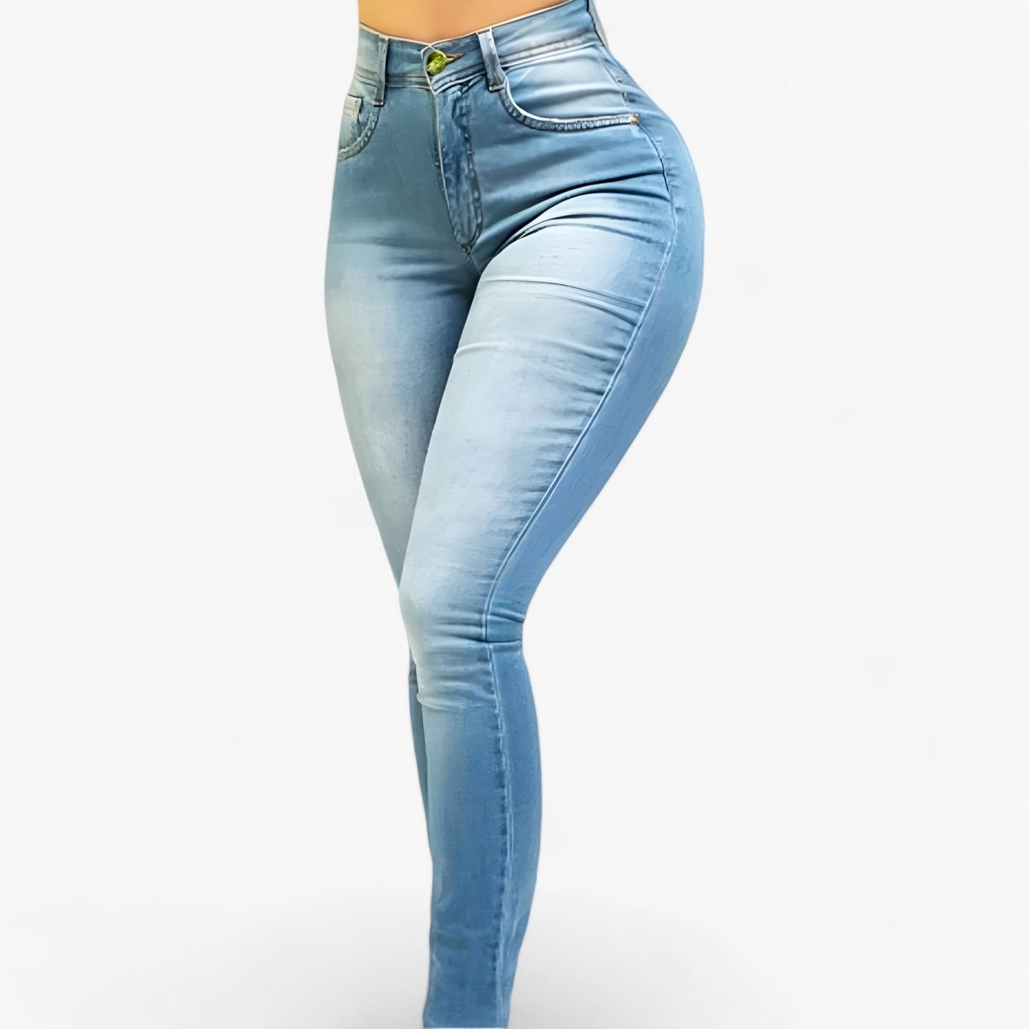 lichtblauwe jeans hoge taille