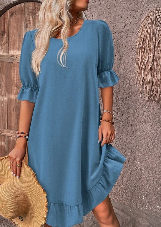 Amanda l Elegante Jurk Midi met Ruches