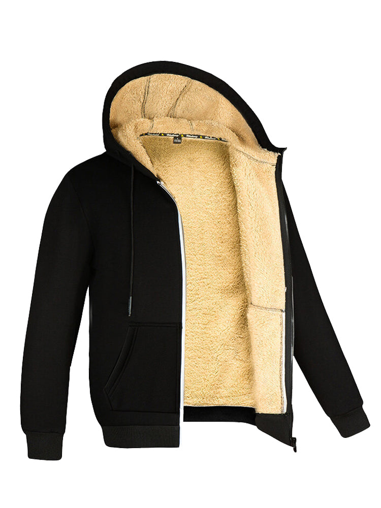 Dennis Polar Fleece Vest voor heren met bontvoering, capuchon en lange mouwen