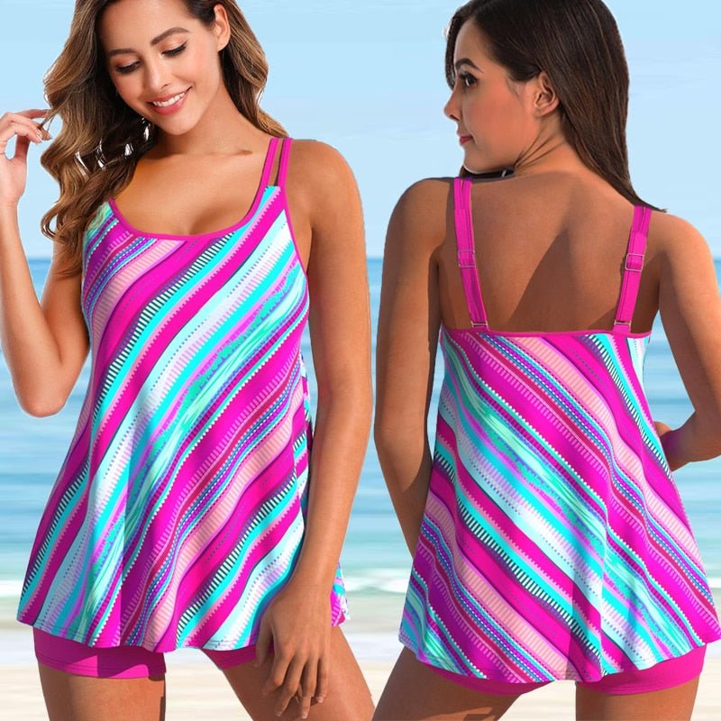Tankini Set Met Gestreepte Print roze