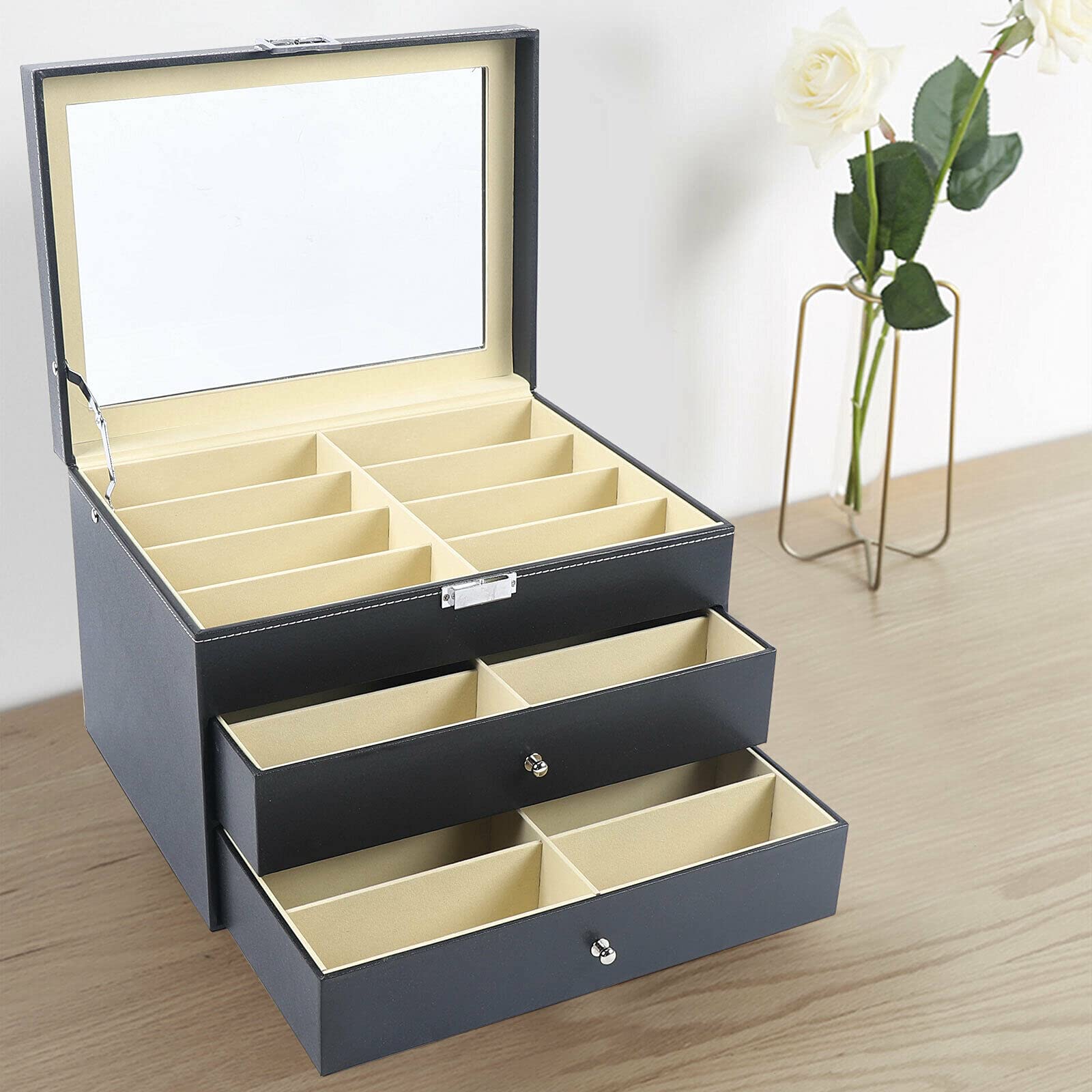 VistaBox Opbergdoos – Elegante 3-Laagse Ontwerp met Transparante Vakken