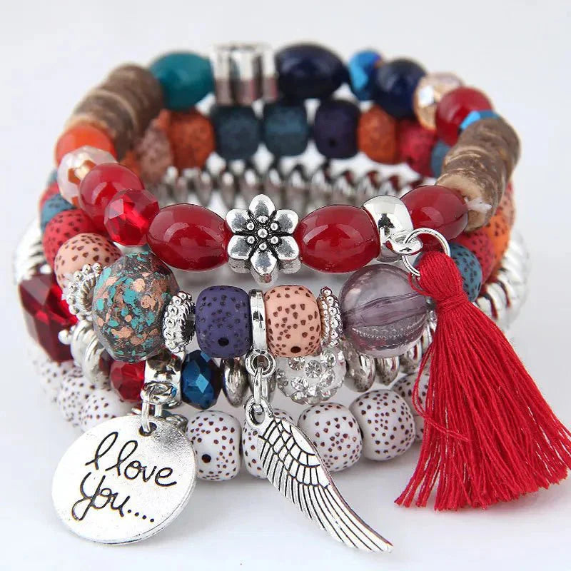 Zensari -  Handgemaakte Bohemian Wrap Armband met Kralen