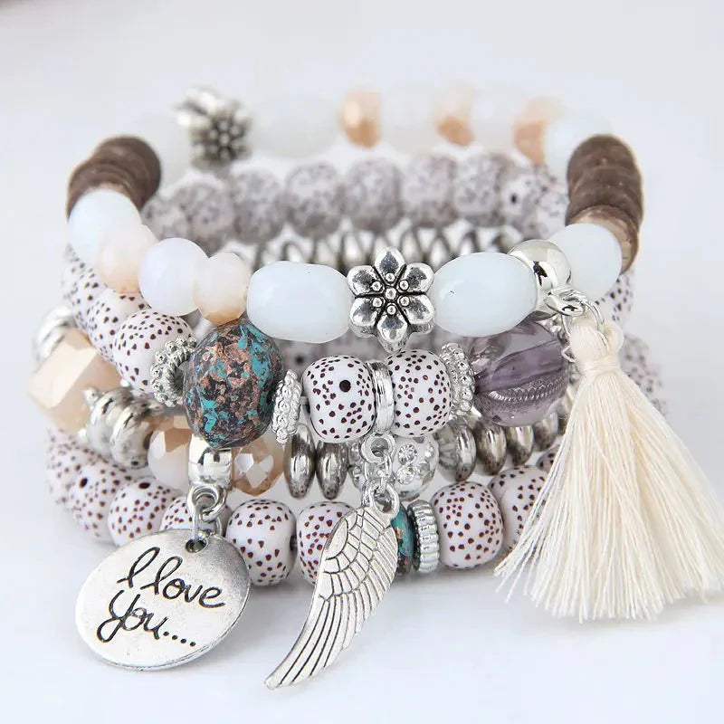 Zensari -  Handgemaakte Bohemian Wrap Armband met Kralen