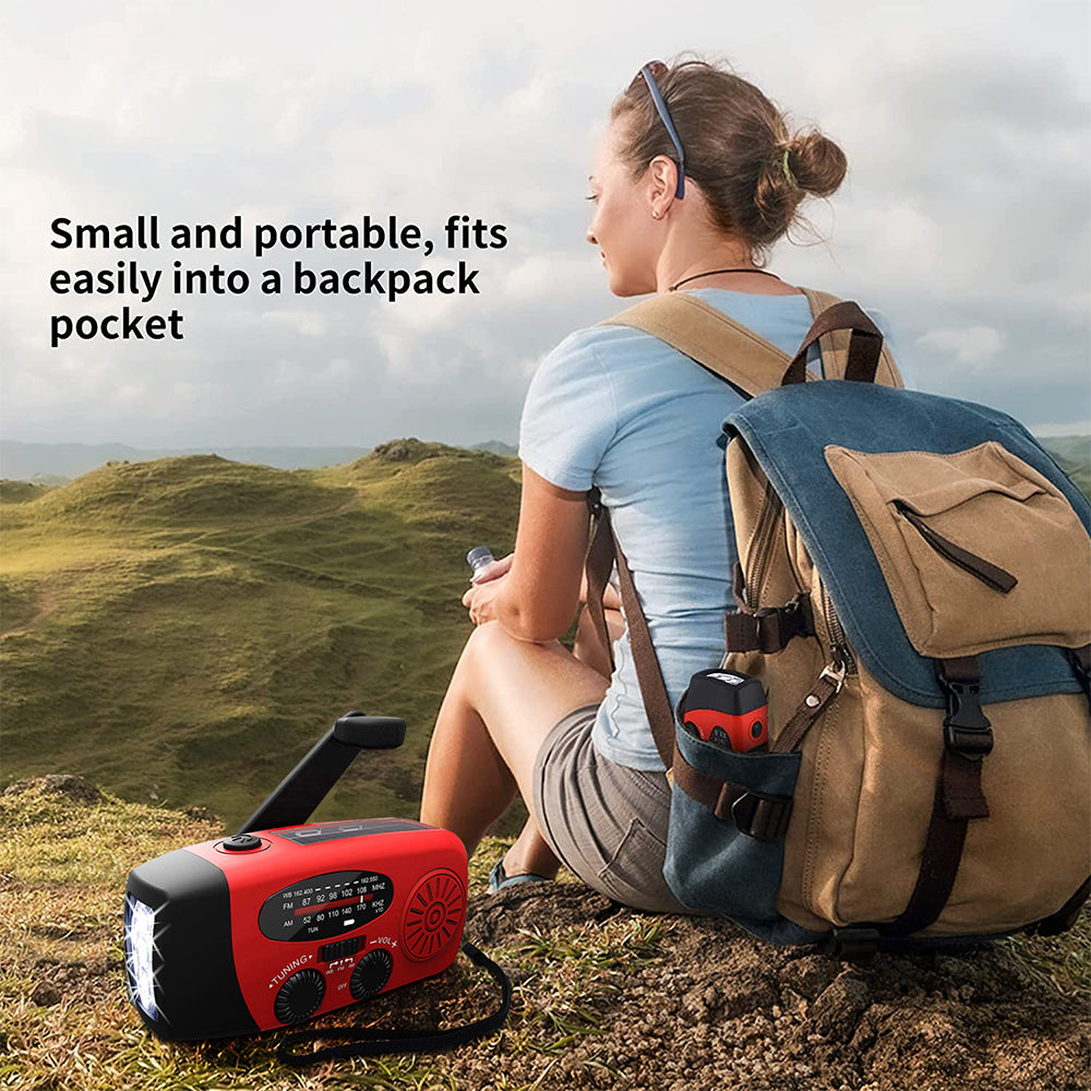 PowerPulse Zelfaangedreven Noodradio – Handopwinder, Solar, Zaklamp & Powerbank – FM/AM Radio
