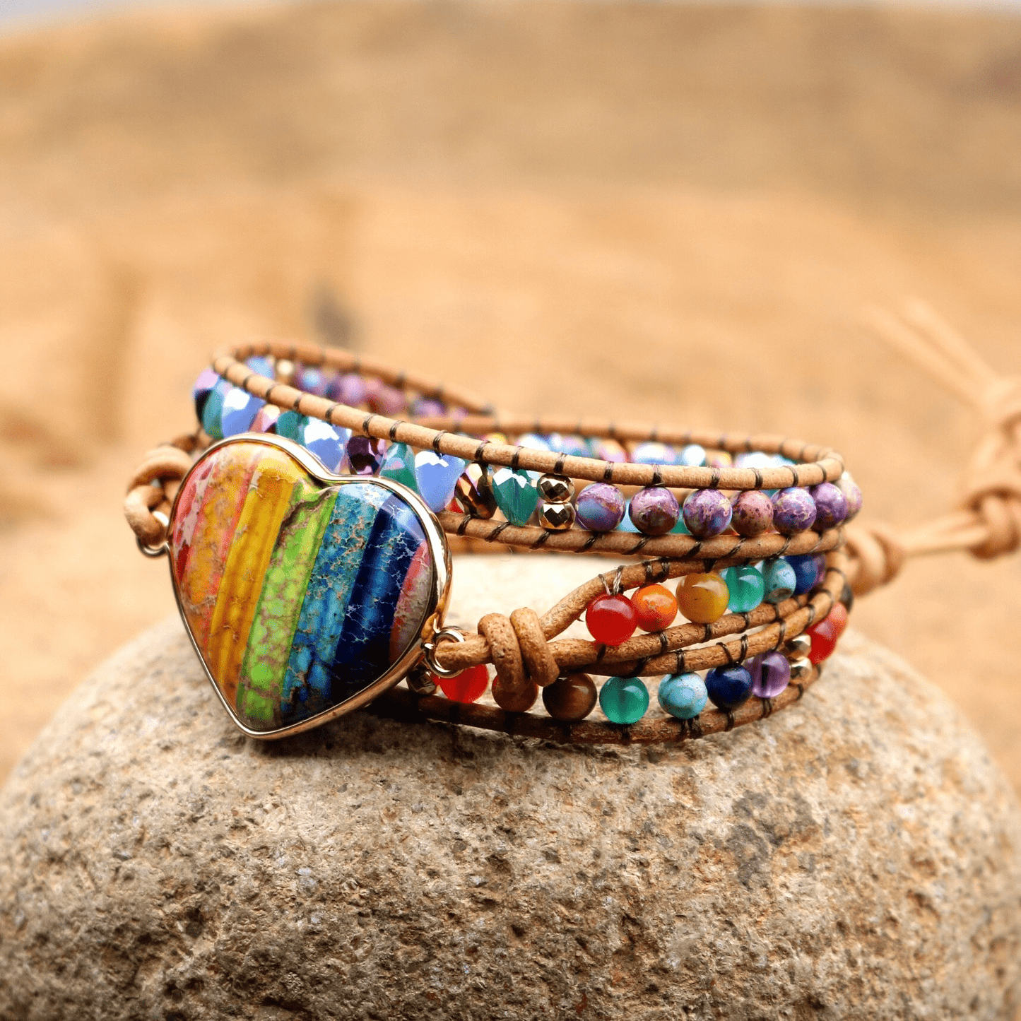 LunaViva Boho Chakra Hart Armband