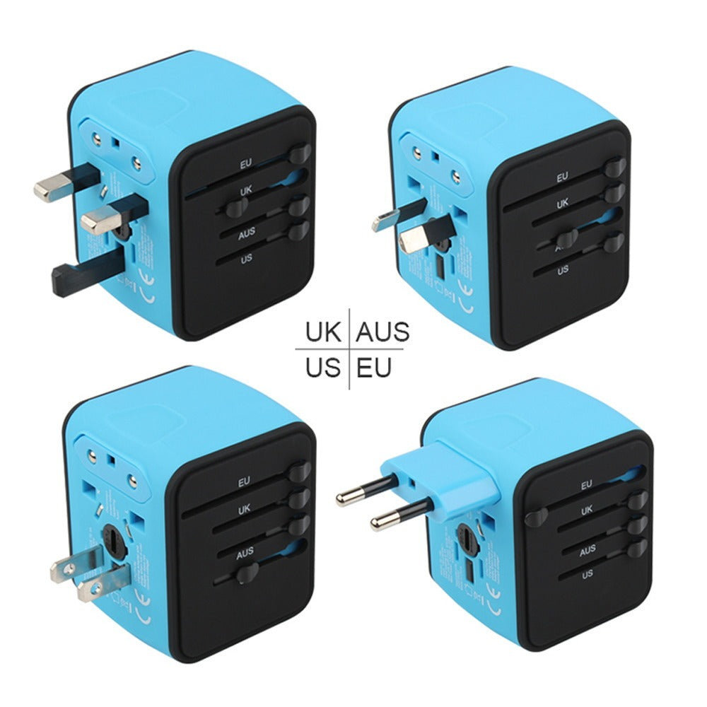 universeel reisadapter blauw