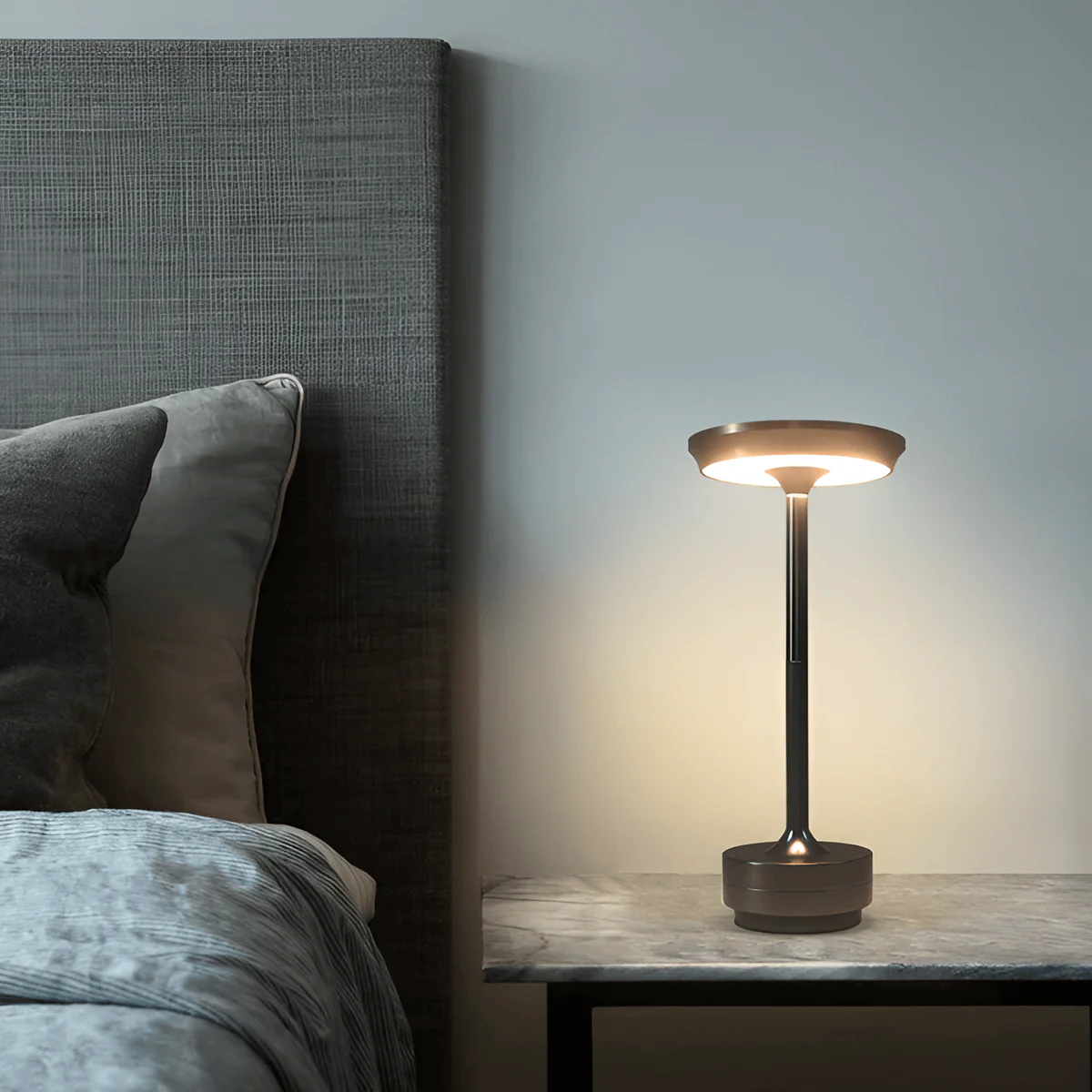 lamp oplaadbaar tafel zilver
