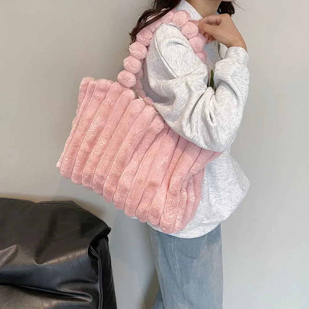 tas fluffy roze chique