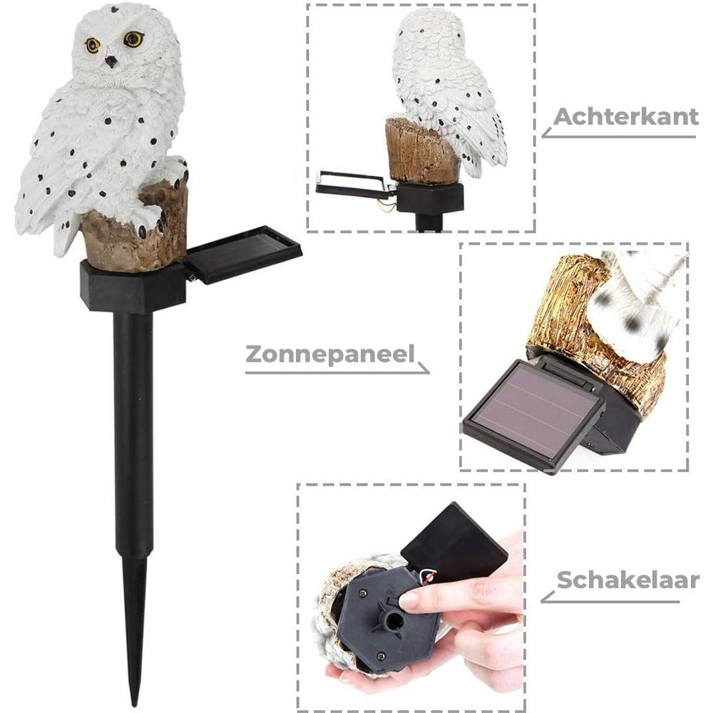 SolarOwl - Elegante Zonne-energie Lantaarn  Uil voor Buiten