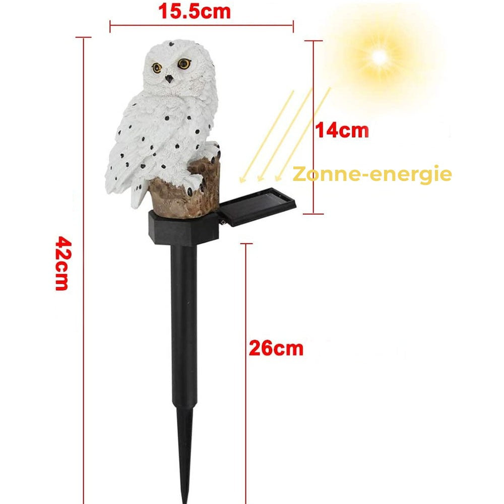 SolarOwl - Elegante Zonne-energie Lantaarn  Uil voor Buiten