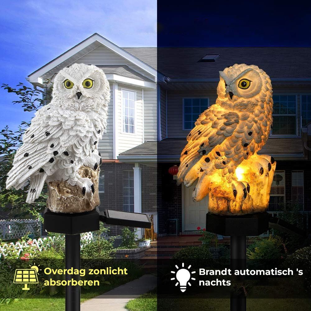 SolarOwl - Elegante Zonne-energie Lantaarn  Uil voor Buiten