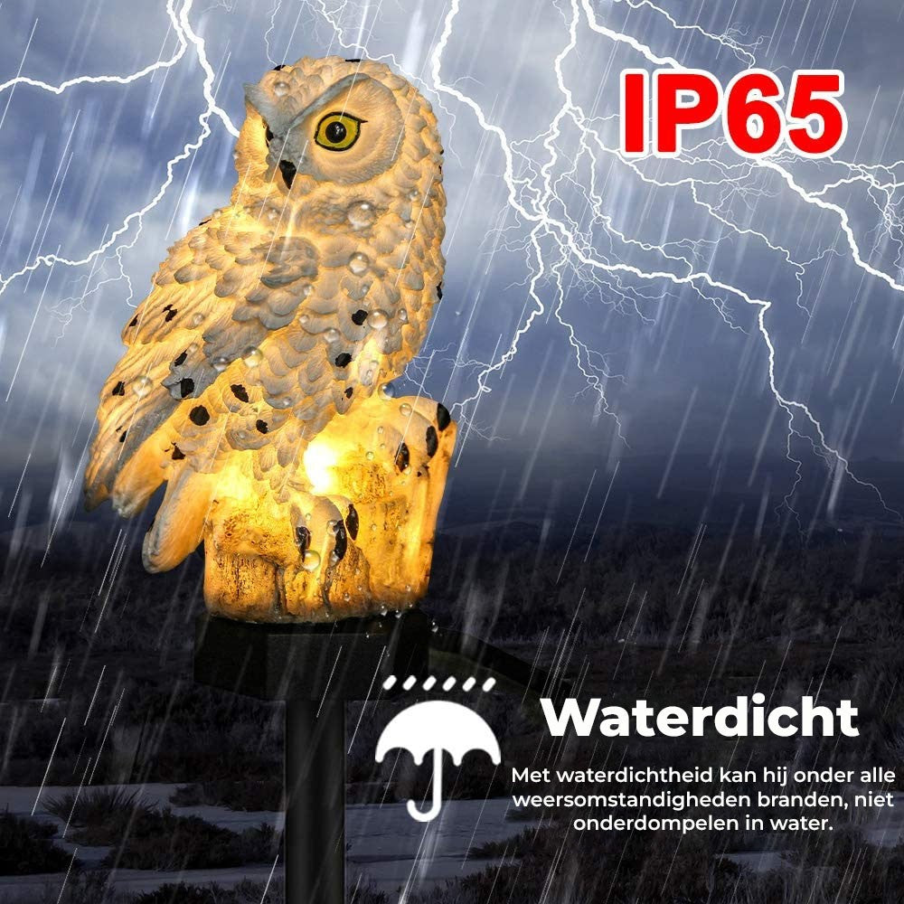 SolarOwl - Elegante Zonne-energie Lantaarn  Uil voor Buiten