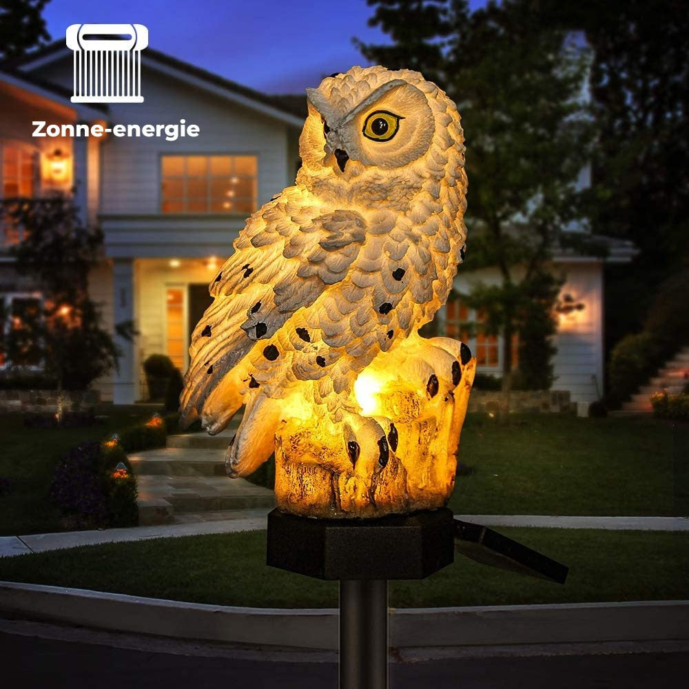 SolarOwl - Elegante Zonne-energie Lantaarn  Uil voor Buiten